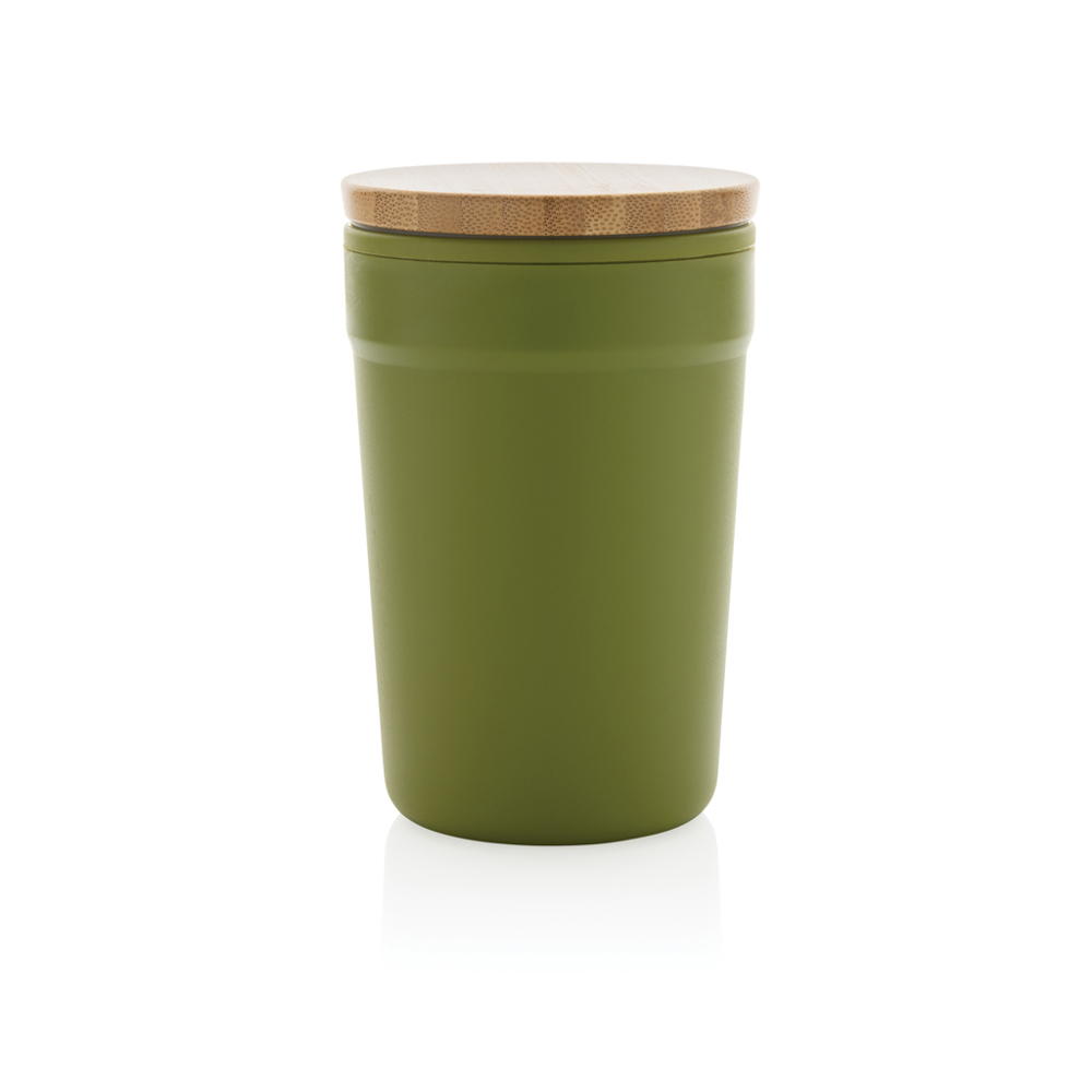 GRS gecertificeerd gerecycled PP mok met bamboe deksel