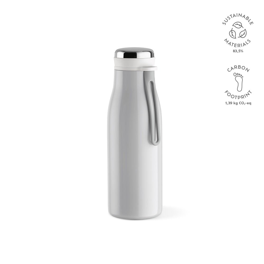 Arkansas 350 fles gerecycled roestvrij staal 400 ml - met logo of onbedrukt bestellen - lichtgrijs