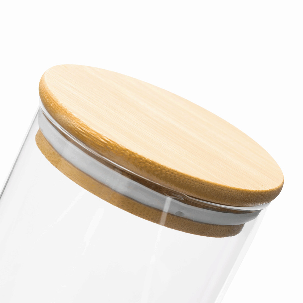 ECO STORAGE S - Glazen voorraadpot, kruiden enz., inhoud ca. 450 ml. - bedrukt of onbedrukt verkrijgbaar