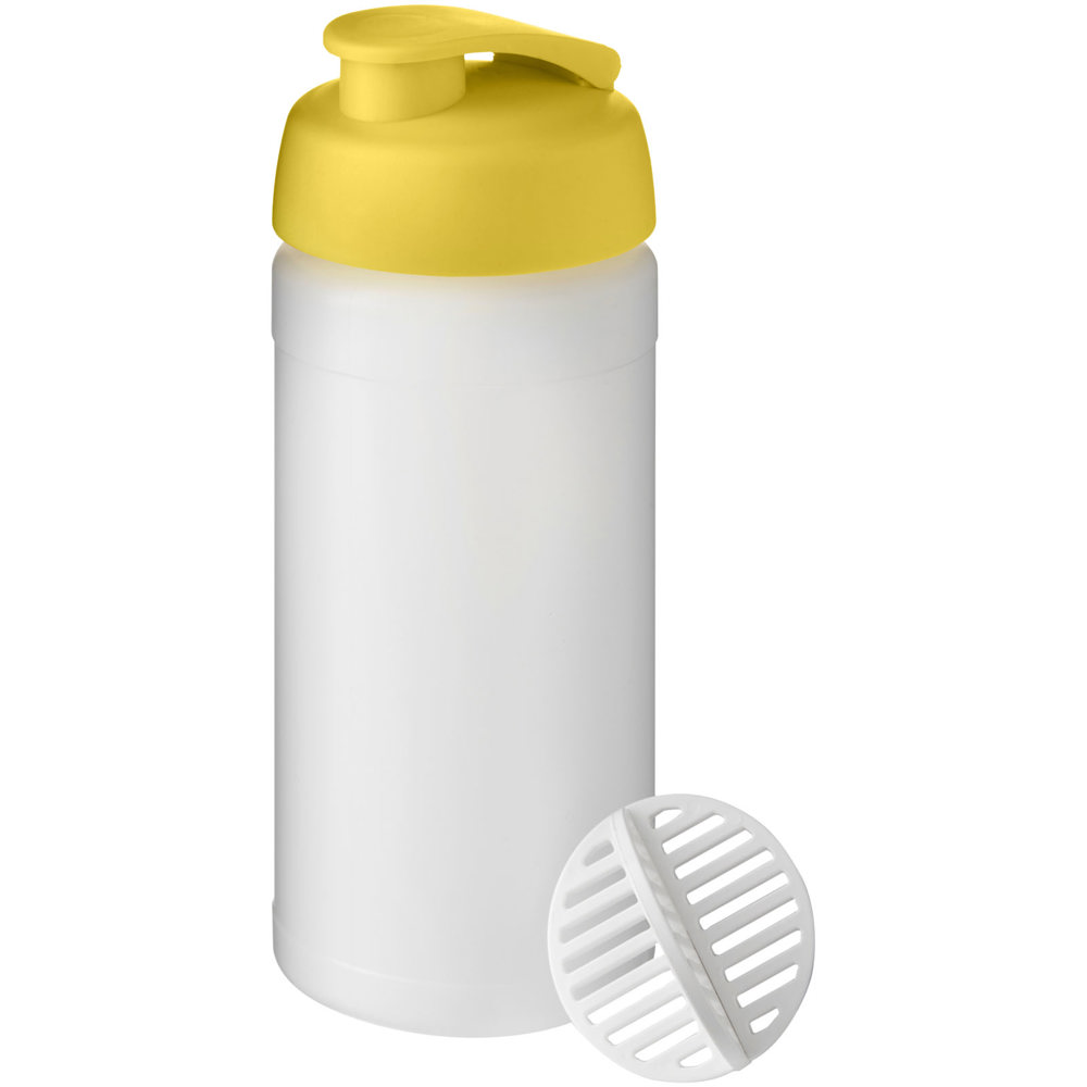 Baseline® Plus 500 ml sportfles met shaker bal - met logo of onbedrukt bestellen - Geel, Mat helder