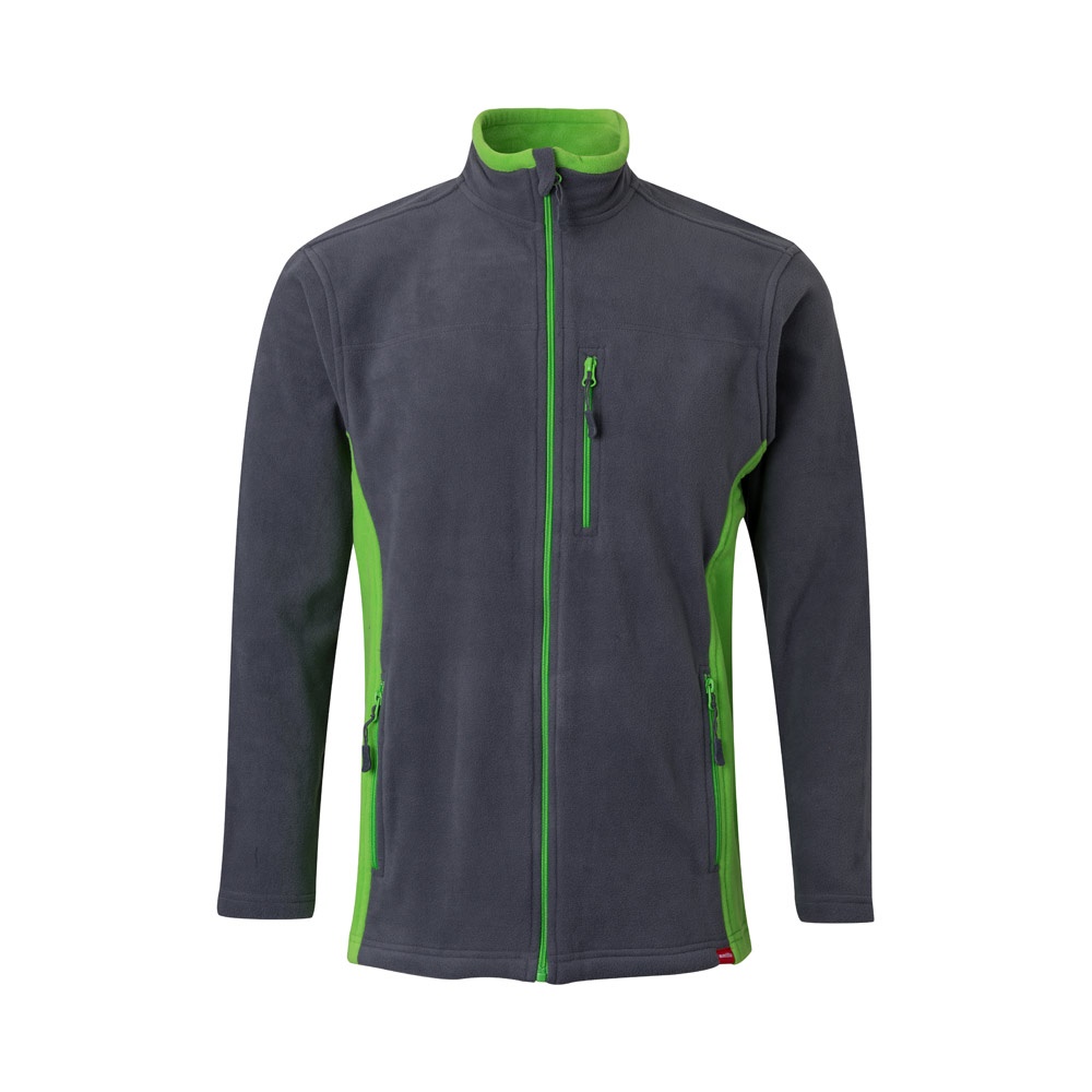 VL GERAS. Tweekleurig fleecejack (220g/m²) van polyester (100%) - bedrukt of onbedrukt verkrijgbaar - grijs, groen