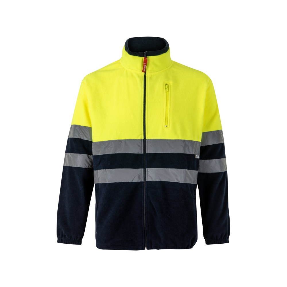 VL EROS. Tweekleurig fleecejack (280g/m²) van polyester (100%) - bedrukt of onbedrukt verkrijgbaar - Marineblauw, Geel