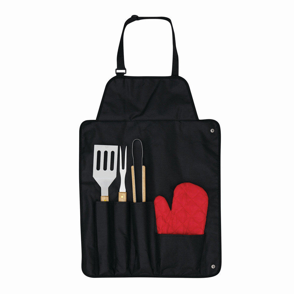 GREAT BBQ - BBQ-schort met BBQ-bestek - met logo of onbedrukt bestellen