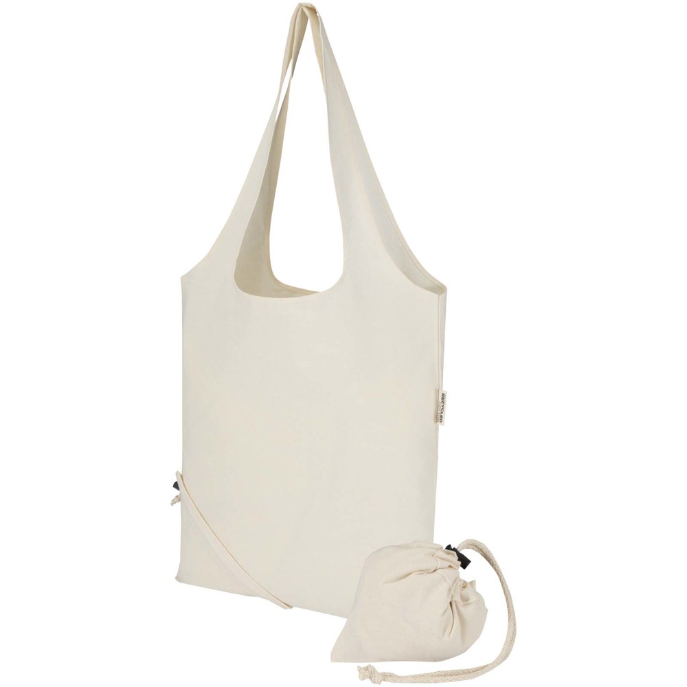 Madras Blend 140 g/m² GRS-gecertificeerde, gerecyclede, opvouwbare katoenen draagtas, 7 liter