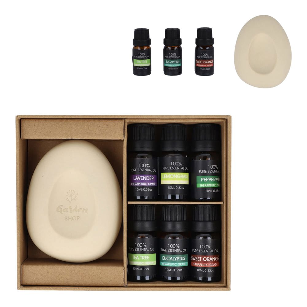 InsideOut Aroma Pebble Giftset met 6 flesjes essential oil - voor bedrijven en relatiegeschenken