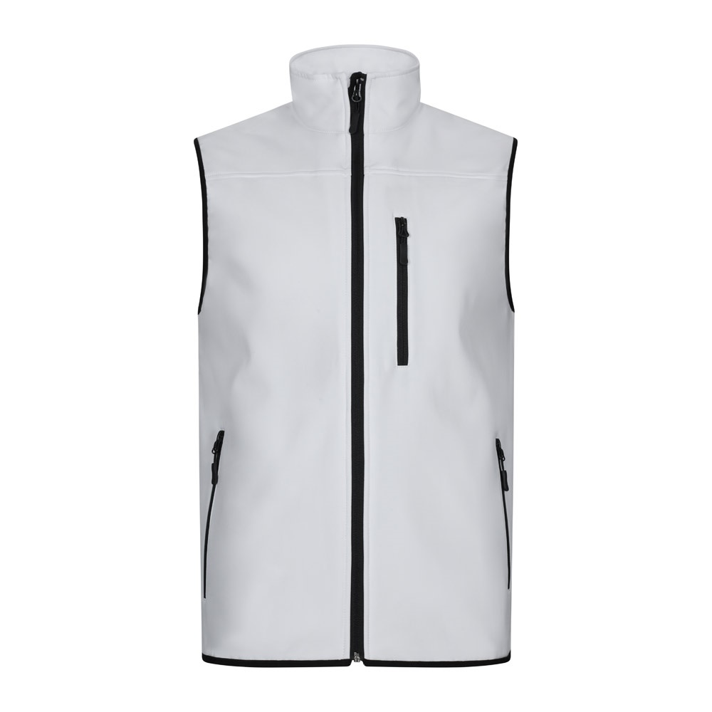 VL VARUNA. Softshell vest (280g/m²), met polaire voering, van polyester (94%) en elastaan (6%) - bedrukt of - Wit