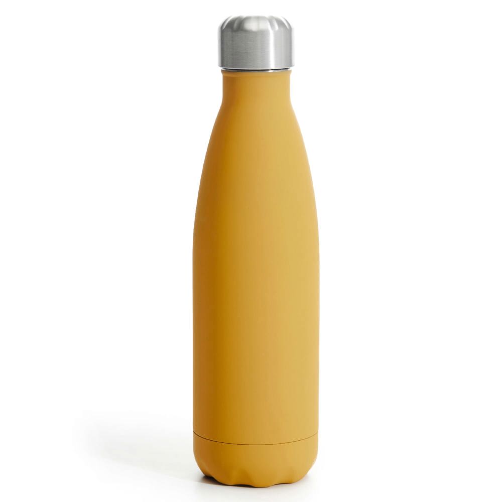 Sagaform Nils stalen fles Rubber 500ml - met logo of onbedrukt bestellen - Donker Geel