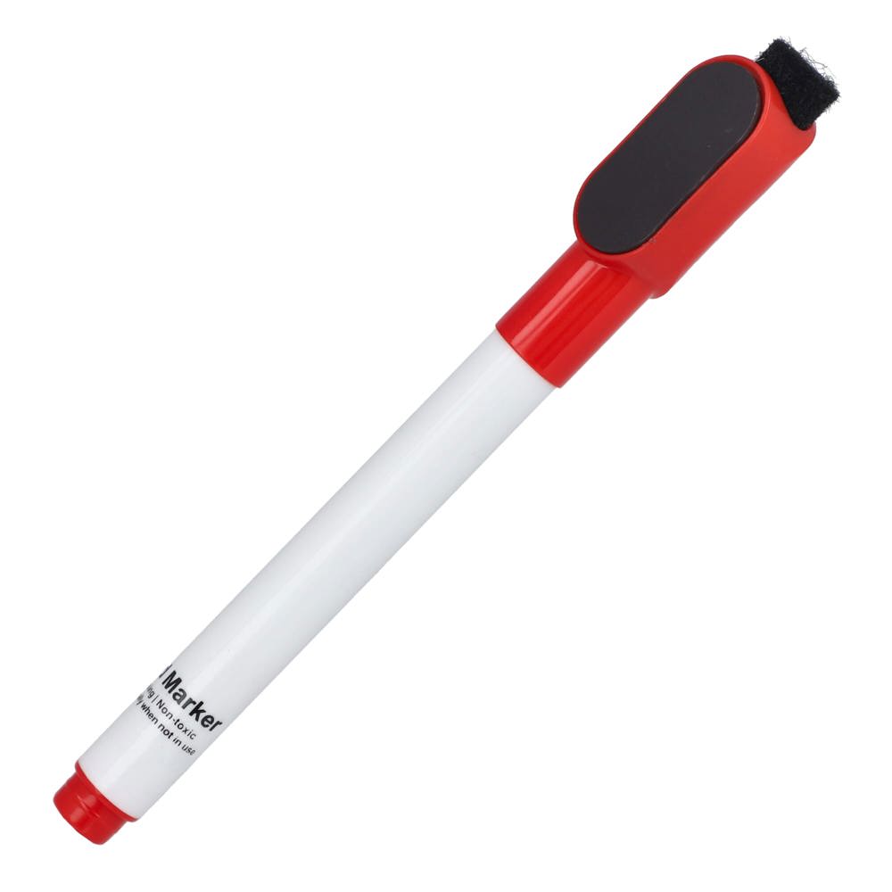 Whiteboardmarker met magneet en wisser - met logo of onbedrukt bestellen - Rood