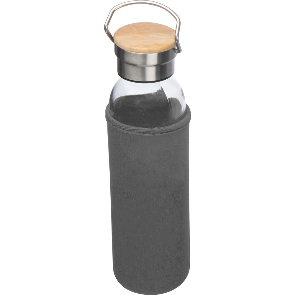 Drinkfles van glas met ommanteling