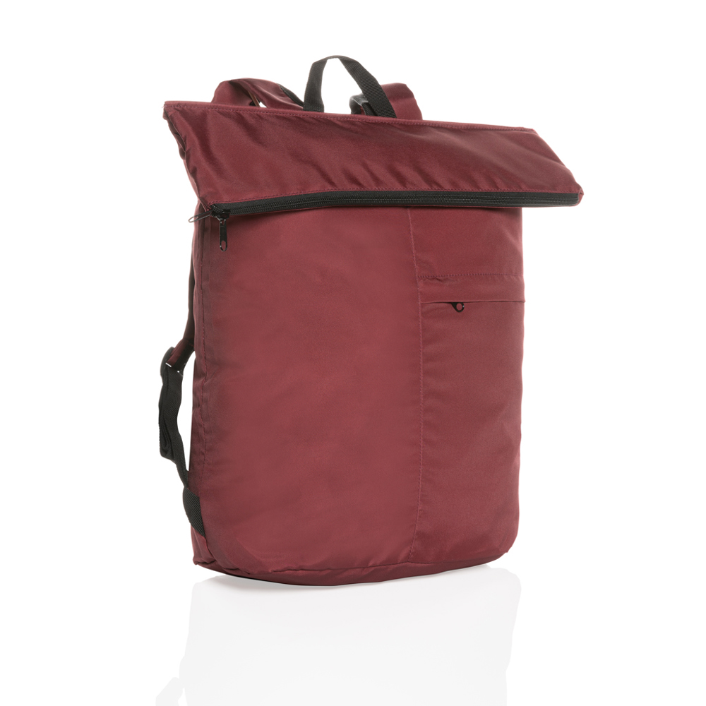 Dillon AWARE™ RPET lichtgewicht opvouwbare rugzak - voor bedrijven en relatiegeschenken - rood (± PMS 19-1934 TCX)