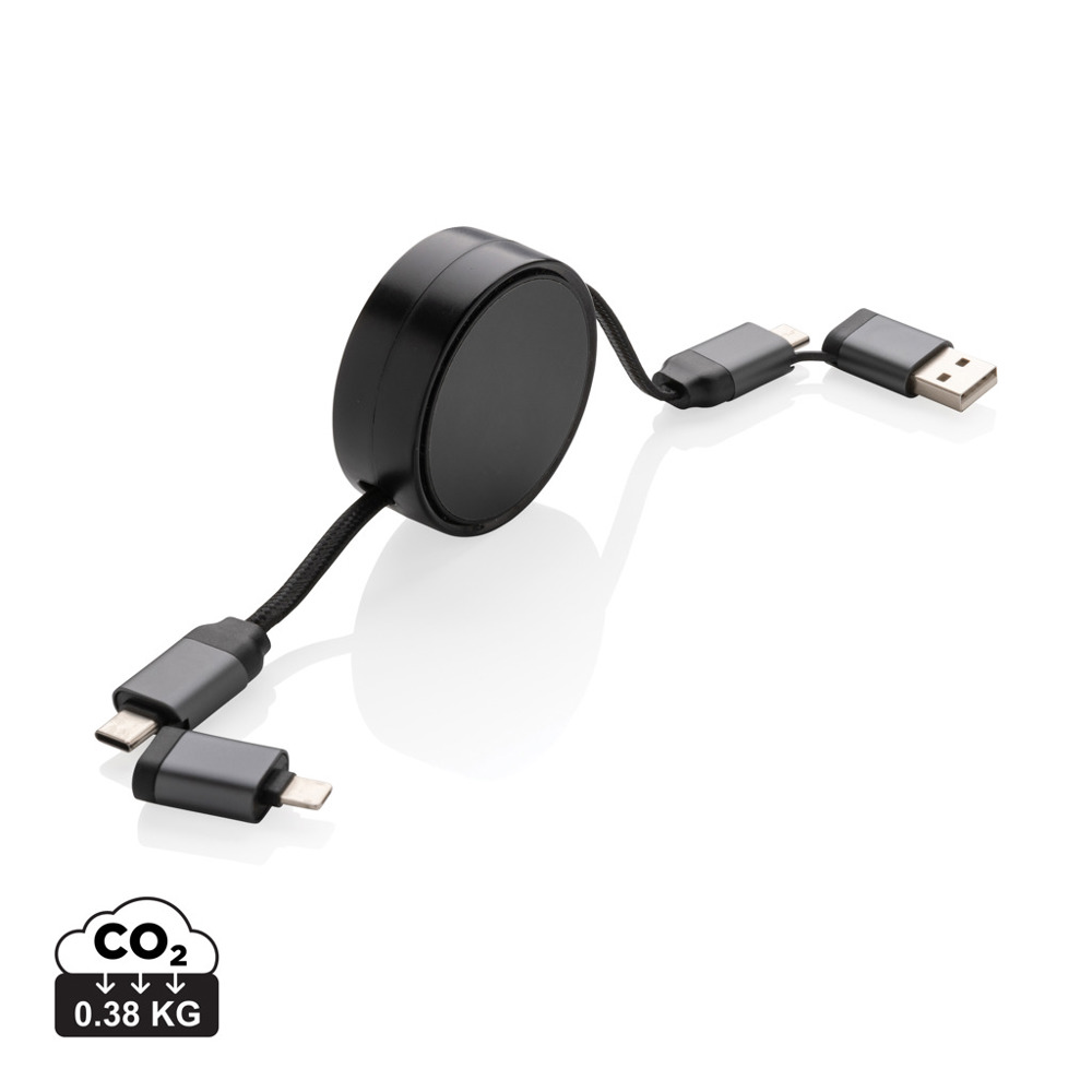 Terra RCS gerecycled aluminium uittrekbare 60W 6-in-1-kabel
