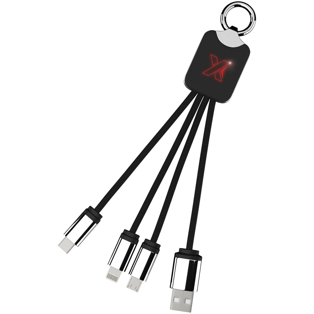 SCX.design C15 quatro oplaadkabel met oplichtend logo - kopen of bedrukken - Rood, Zwart