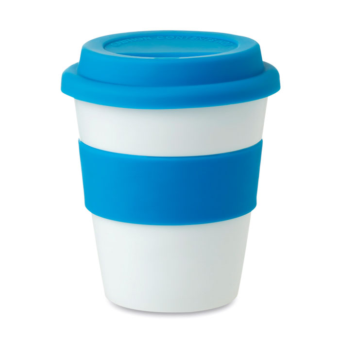 ASTORIA - PP beker met siliconen deksel - voor bedrijven en relatiegeschenken - blauw