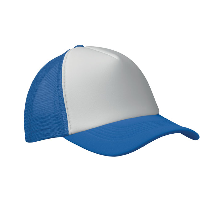 BUBBLE - 5 PANELEN TRUCKER PET - voor bedrijven en relatiegeschenken - wit/blauw
