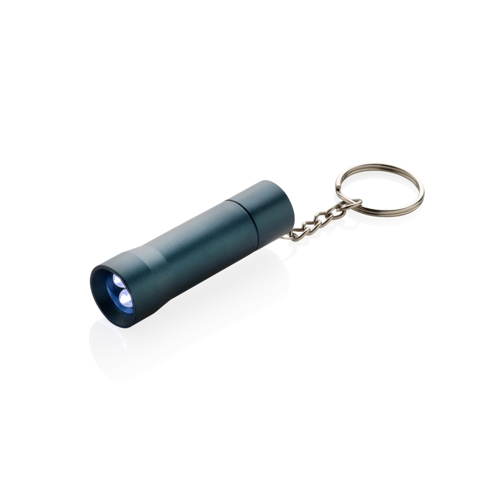Flash RCS gerecycled aluminium sleutelhanger zaklamp - bedrukt of onbedrukt verkrijgbaar - blauw (± PMS 7708)