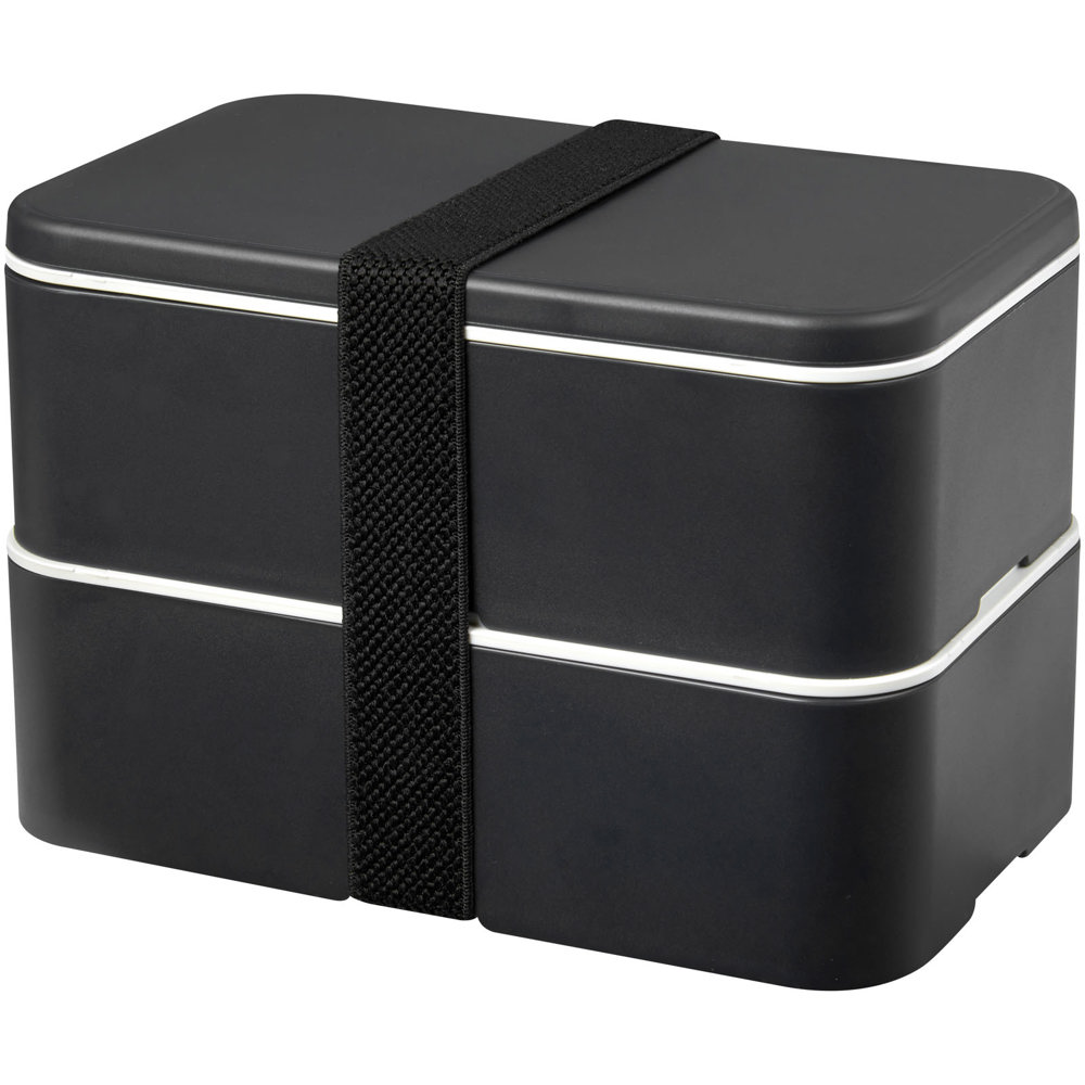 MIYO Renew 700+700 ml dubbellaagse lunchbox - bedrukt of onbedrukt verkrijgbaar - Graniet, Graniet, Zwart