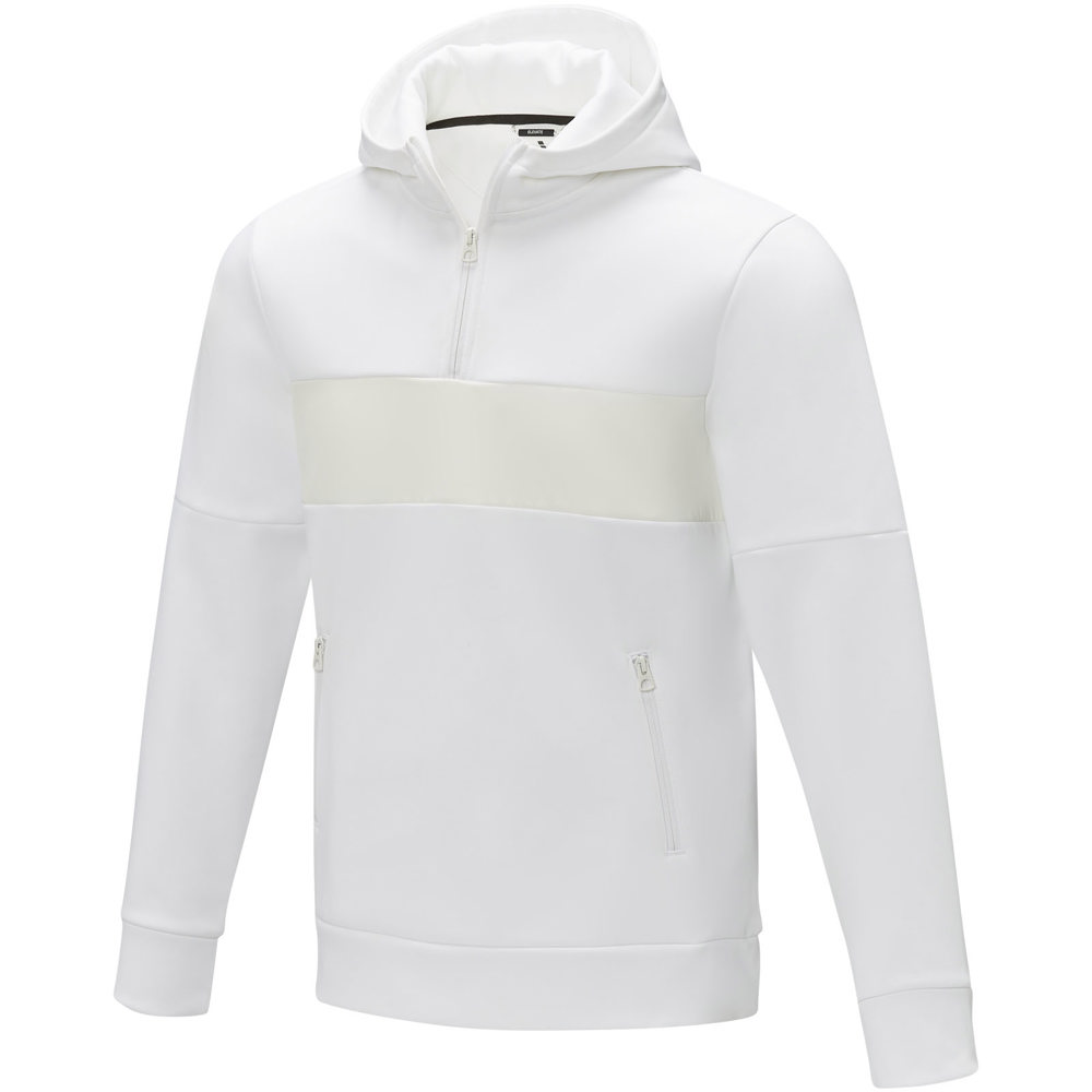 Sayan anorak heren sweater met halve rits en capuchon - voor bedrijven en relatiegeschenken - Wit