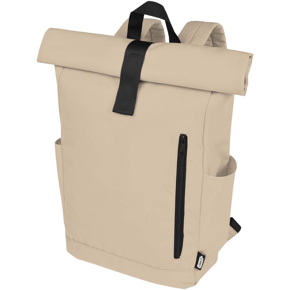 Byron 15,6" rugzak van GRS RPET met opgerolde bovenkant 18 L - met logo of onbedrukt bestellen - Havermout
