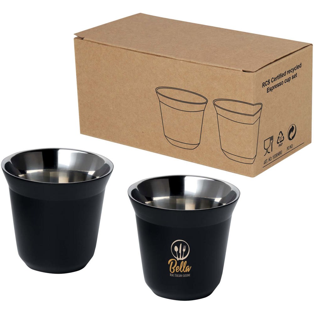 Duo 80 ml RCS gecertificeerde roestvrijstalen espressokopjesset 