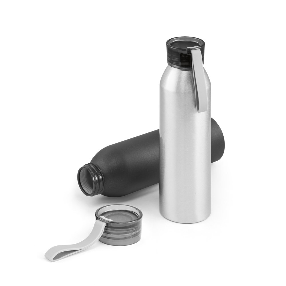 RIO. Gerecycled aluminium (100% rAL) bidon met PP dop 660 mL - bedrukt of onbedrukt verkrijgbaar - Satijn zilver