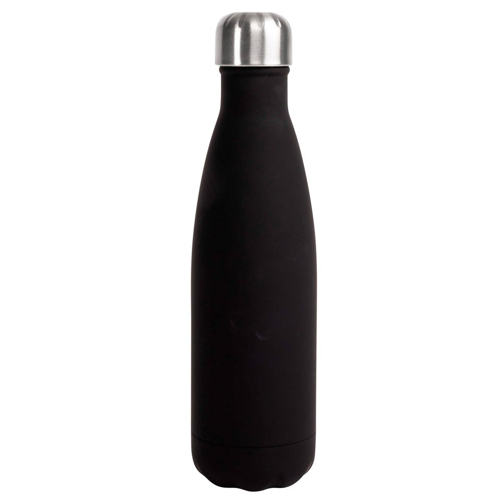 Sagaform Nils stalen fles Rubber 500ml - met logo of onbedrukt bestellen - Zwart