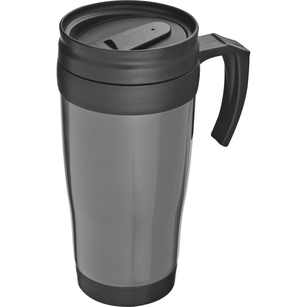 Kunststof drinkbeker met afsluitbare deksel- 0,4L - met logo of onbedrukt bestellen - zilvergrijs