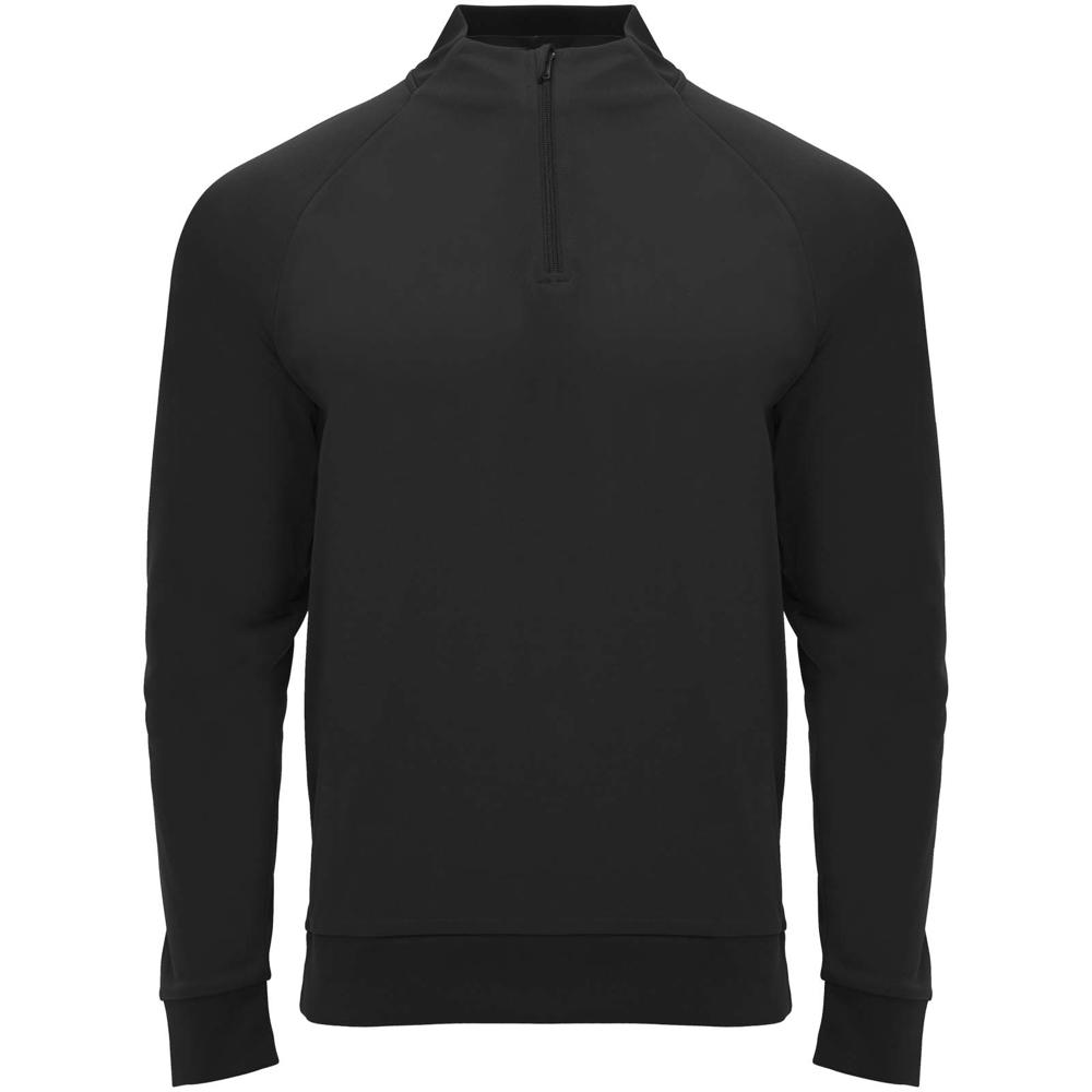 Epiro sweatshirt met lange mouwen en kwartrits voor kinderen - met logo of onbedrukt bestellen - zwart