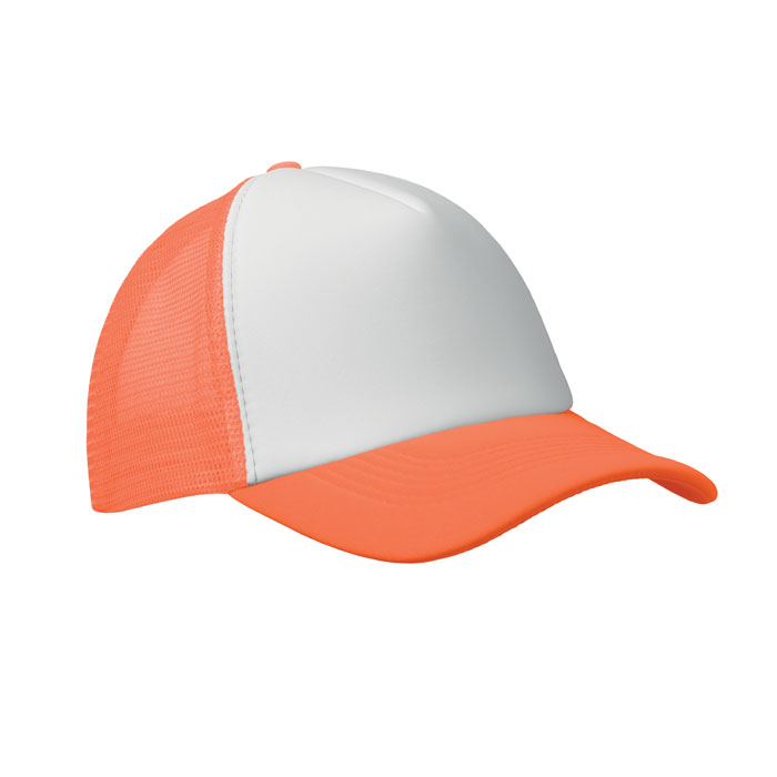 BUBBLE - 5 PANELEN TRUCKER PET - voor bedrijven en relatiegeschenken - Neon oranje