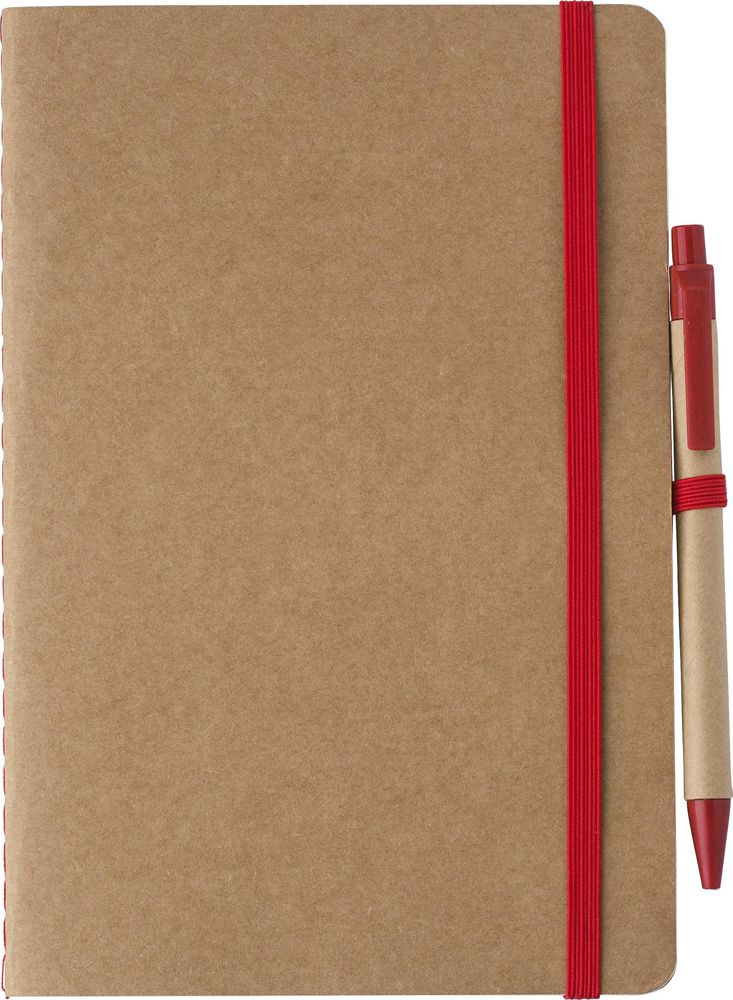 Gerecycled kartonnen notitieboekje (A5) Theodore - kopen of bedrukken - Rood