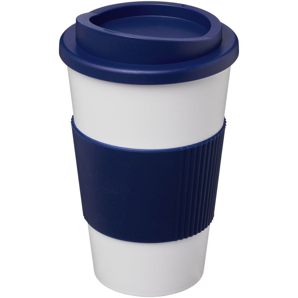 Americano® geïsoleerde beker van 350 ml met handgreep - bedrukt of onbedrukt verkrijgbaar - Blauw, Wit