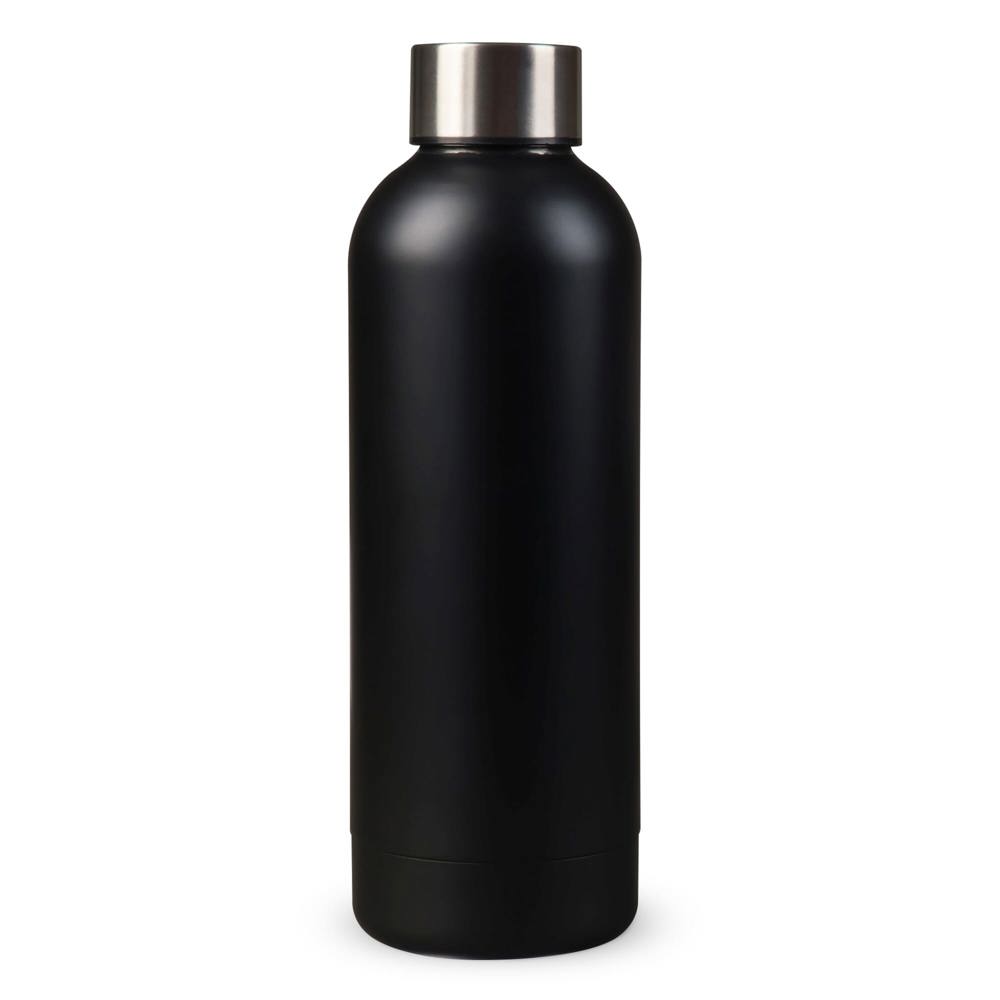 Dubbelwandige vacuüm fles met matte-look 500ml - bedrukt of onbedrukt verkrijgbaar - zwart
