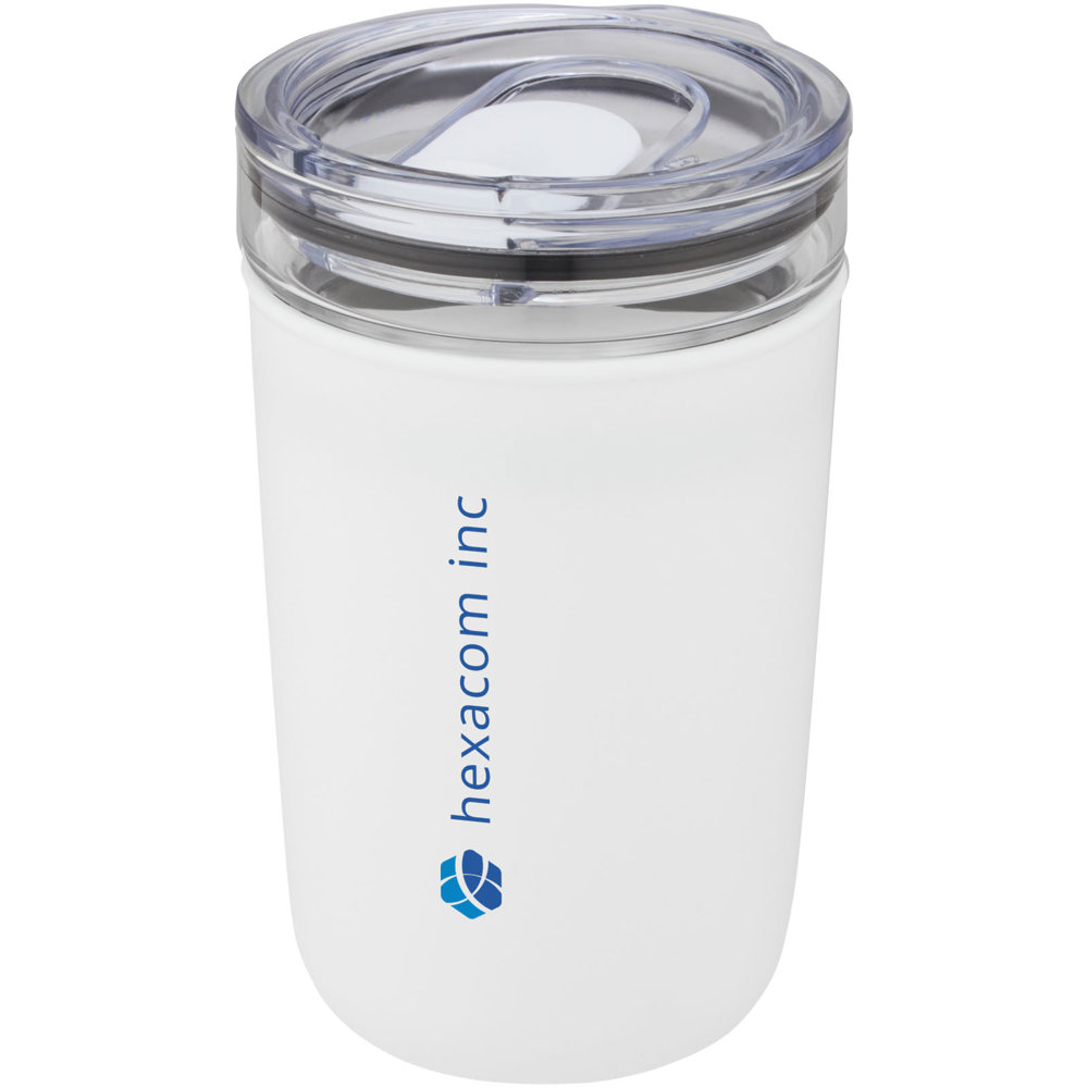 Bello 420 ml glazen beker met buitenwand van gerecycled plastic