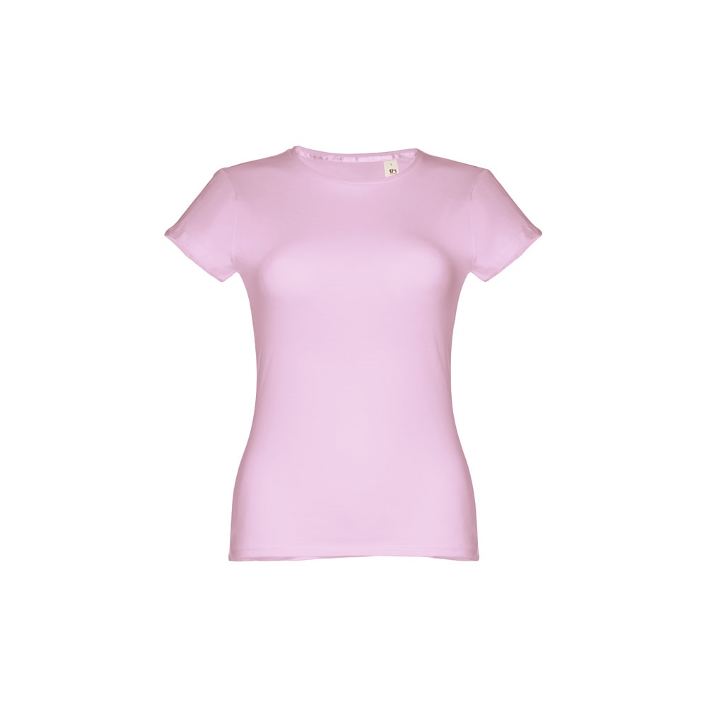 THC SOFIA. Katoenen dames-T-shirt met riem - bedrukt of onbedrukt verkrijgbaar - Lila