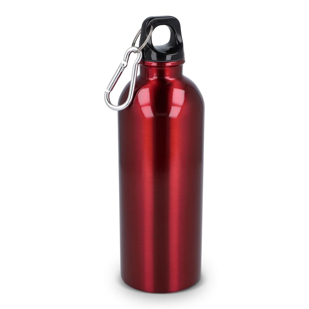 Gerecycled RVS Enkelwandige fles met Karabijnhaak 500ml - bedrukt of onbedrukt verkrijgbaar - rood
