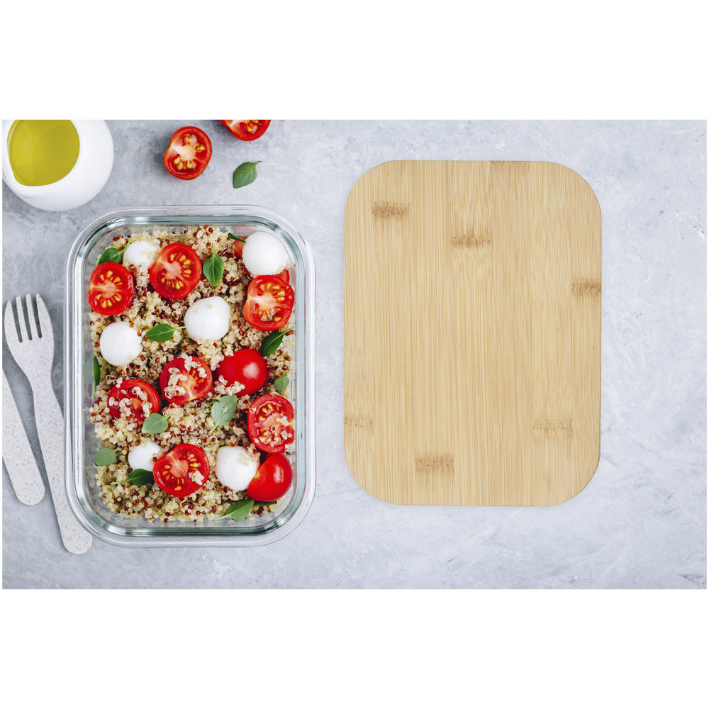 Roby 1000 ml glazen lunchbox met bamboe deksel