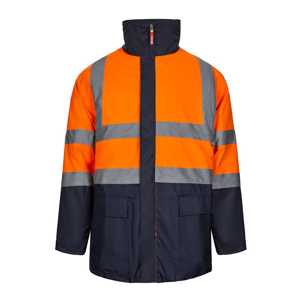 VL JUNO. Tweekleurige 4-in-1 parka (180g/m²) van polyester (100%) met PU-coating - Marineblauw, Oranje