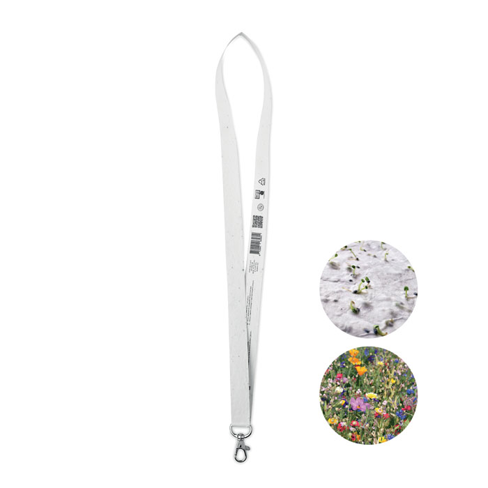LANSEE - Zaadpapier lanyard met haak - met logo of onbedrukt bestellen