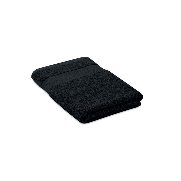PERRY - Handdoek organisch 140x70 - voor bedrijven en relatiegeschenken - Zwart