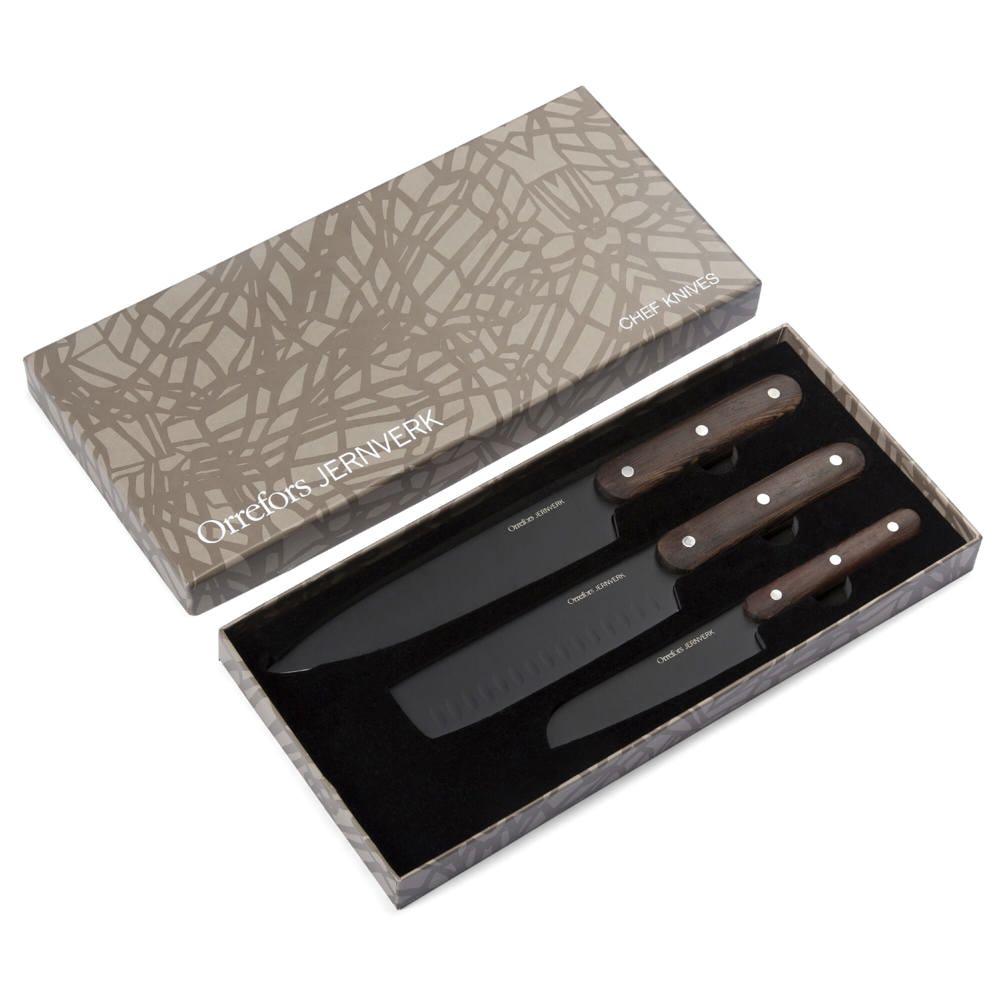Orrefors Jernverk messenset van hout set van 3