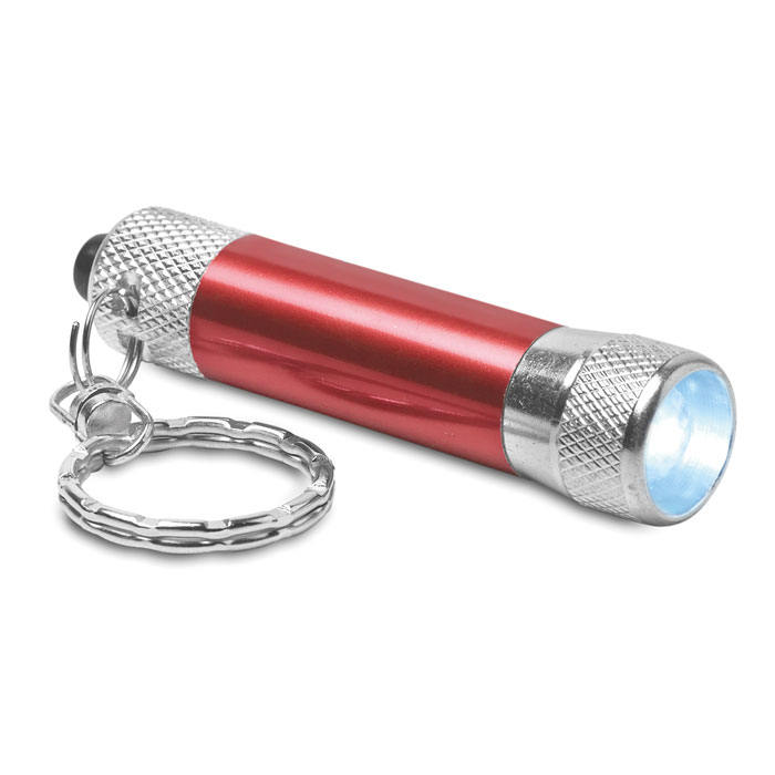 ARIZO - Sleutelhanger met zaklampje - voor bedrijven en relatiegeschenken - Rood