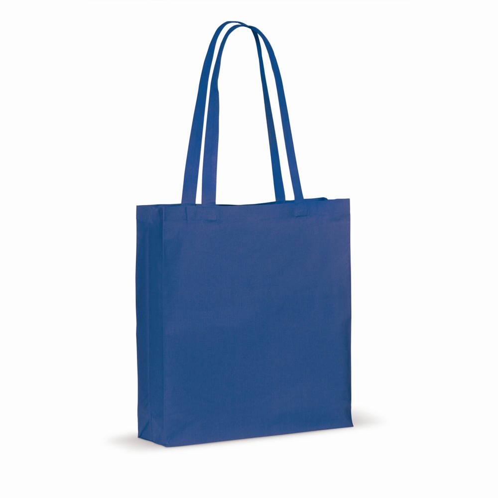 Draagtas gerecycled katoen met bodem 140g/m² 38x10x42cm - met logo of onbedrukt bestellen - Blauw