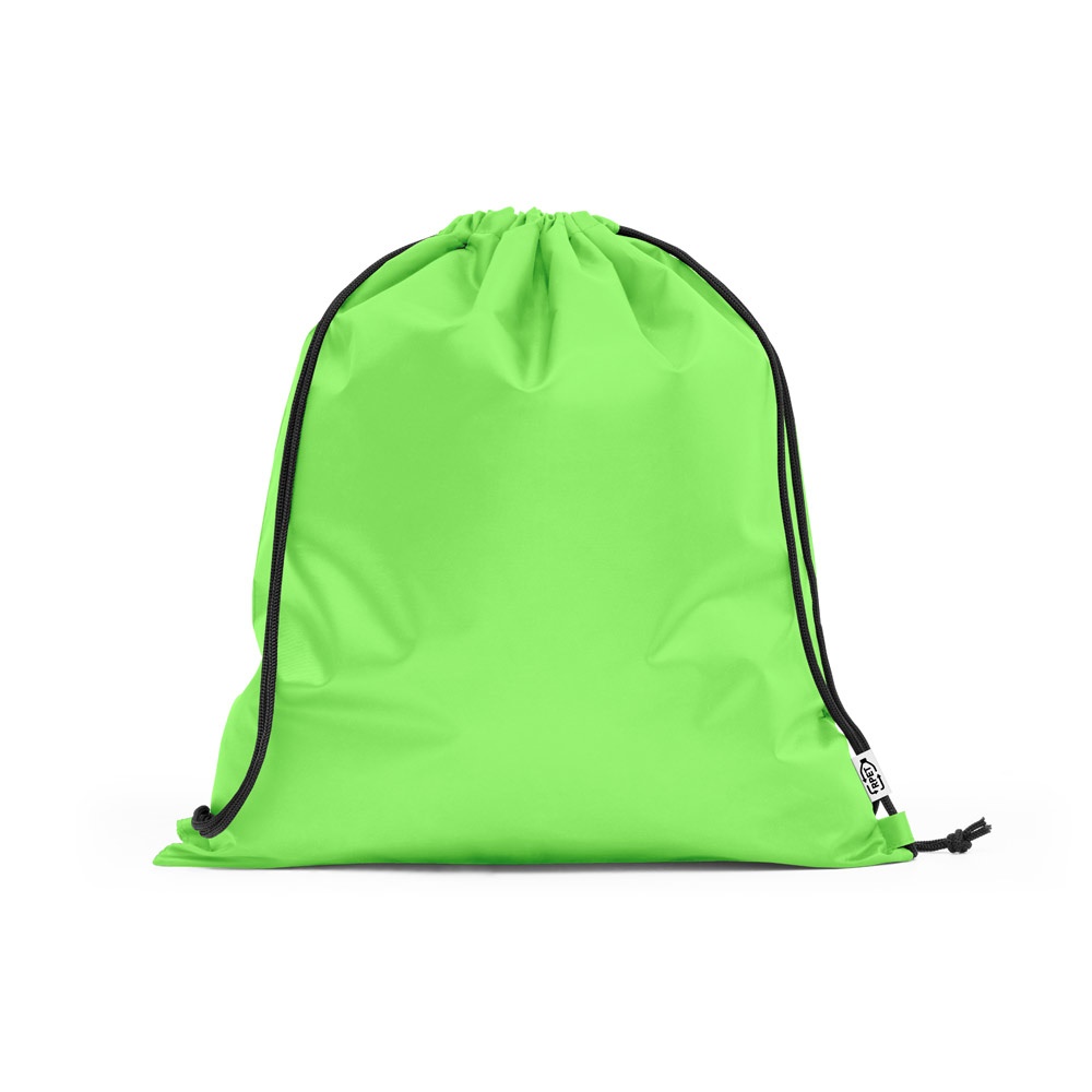 PEMBA. Gerecycled polyester (100% rPET) 190T drawstring rugtas - voor bedrijven en relatiegeschenken - Licht groen