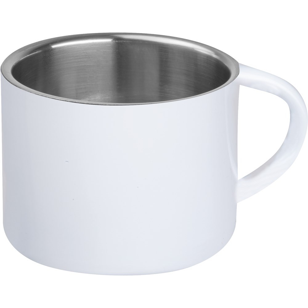 Dubbelwandig espressokopje van rvs, 60 ml - met logo of onbedrukt bestellen - wit