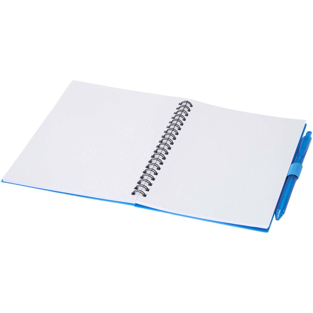 Niove notitieboek met zachte kaft en balpen van gerecycled plastic (blauwe inkt)
