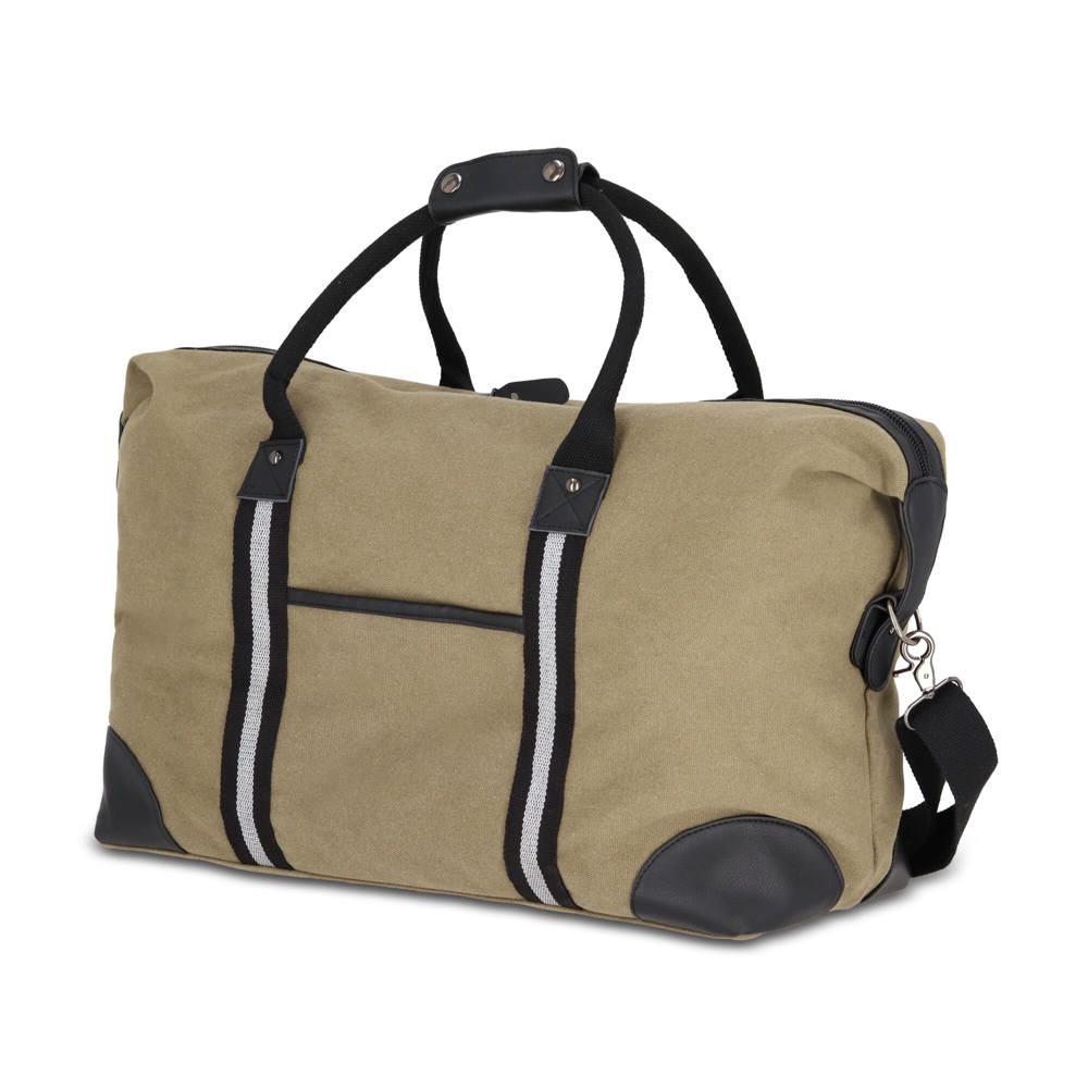Gerecycled katoenen canvas weekendtas Harper - voor bedrijven en relatiegeschenken - Olijfgroen