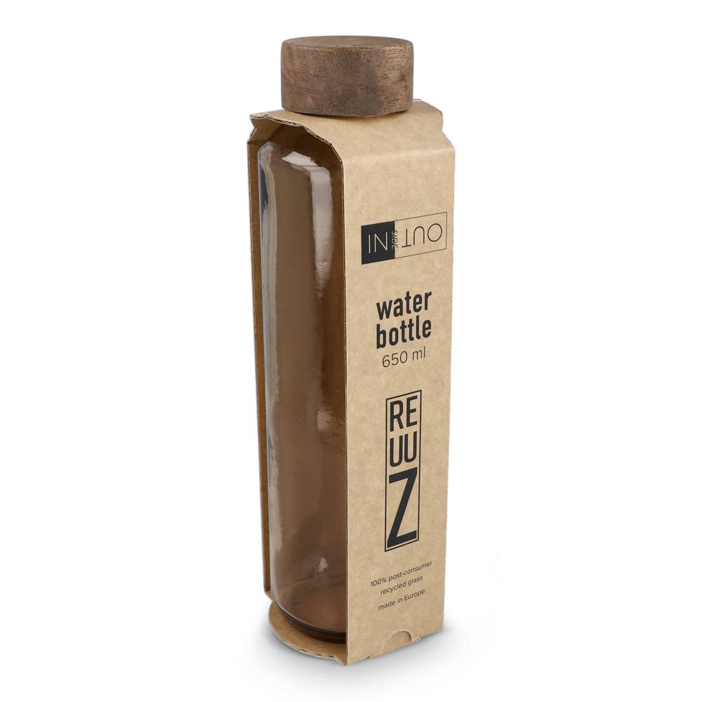 InSideOut Gerecyclede glazen Waterfles ReuuZ met houten dop 650 ml