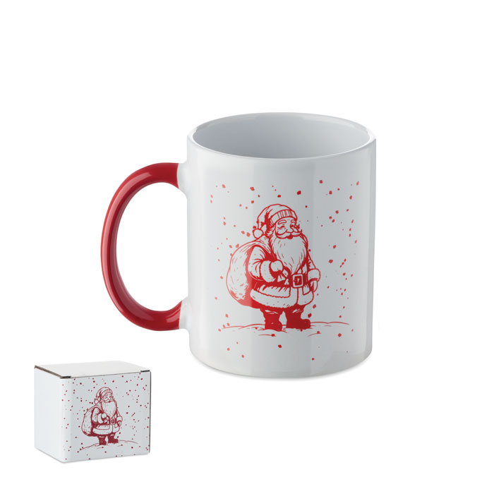 FESTIMUG - Keramische kerst mok 300ml - met logo of onbedrukt bestellen - wit/rood