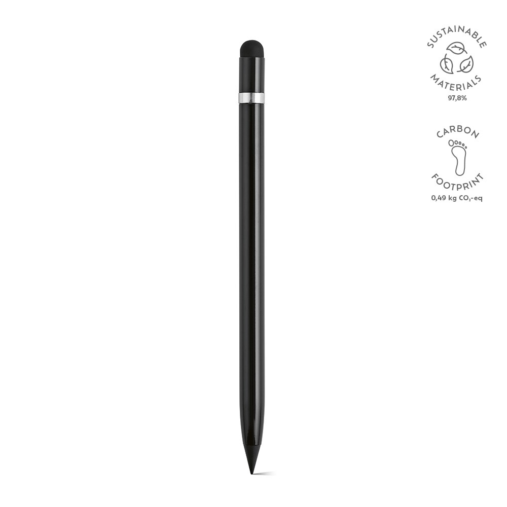 Voltaire Inktloze Pen Gerecycled Aluminium - met logo of onbedrukt bestellen - Zwart