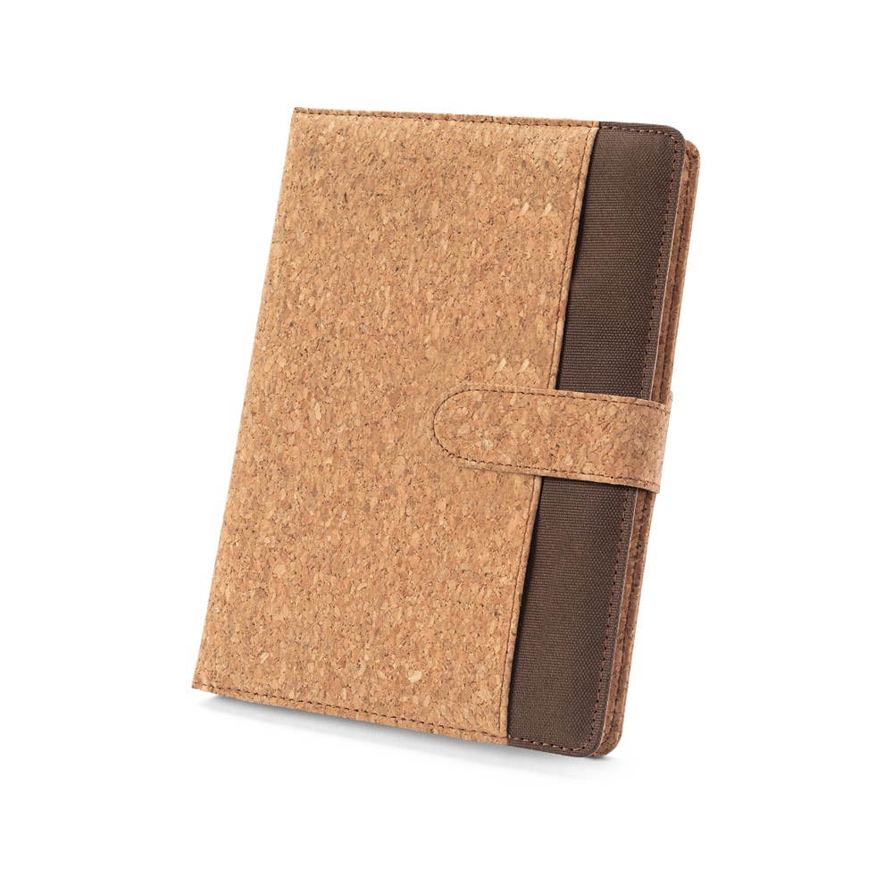 FIELDING. A5-map van kurk en gerecycled polyester (100% rPET) met uitneembaar notitieblok