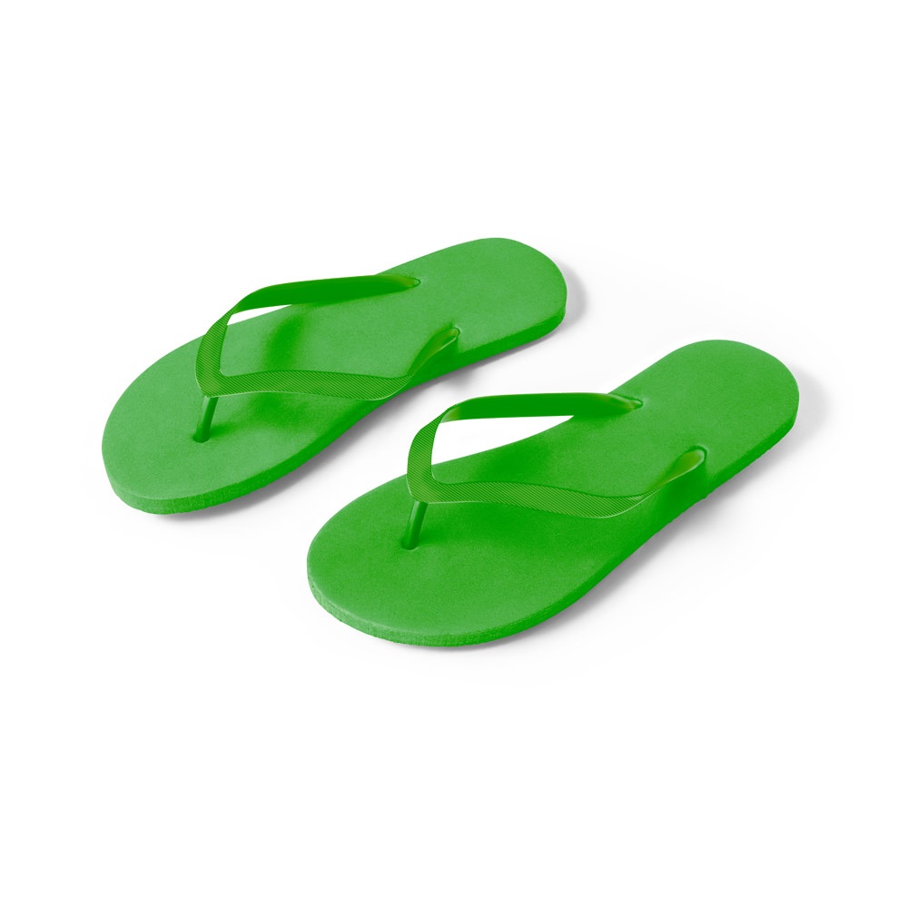 MAUPITI L / XL. Comfortabele slippers met EVA-zolen en PVC-bandjes - bedrukt of onbedrukt verkrijgbaar - groen